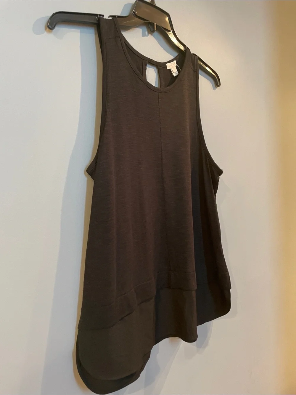 J. Crew Black Layered-Hem Sleeveless Tank medium M